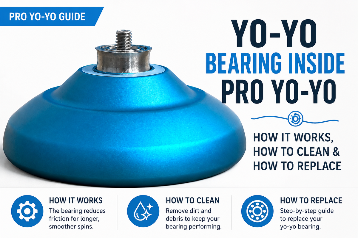 pro yo-yo bearing inside a modern unresponsive yo-yo with guide on how yo-yo bearings work, how to clean them, and when to replace them