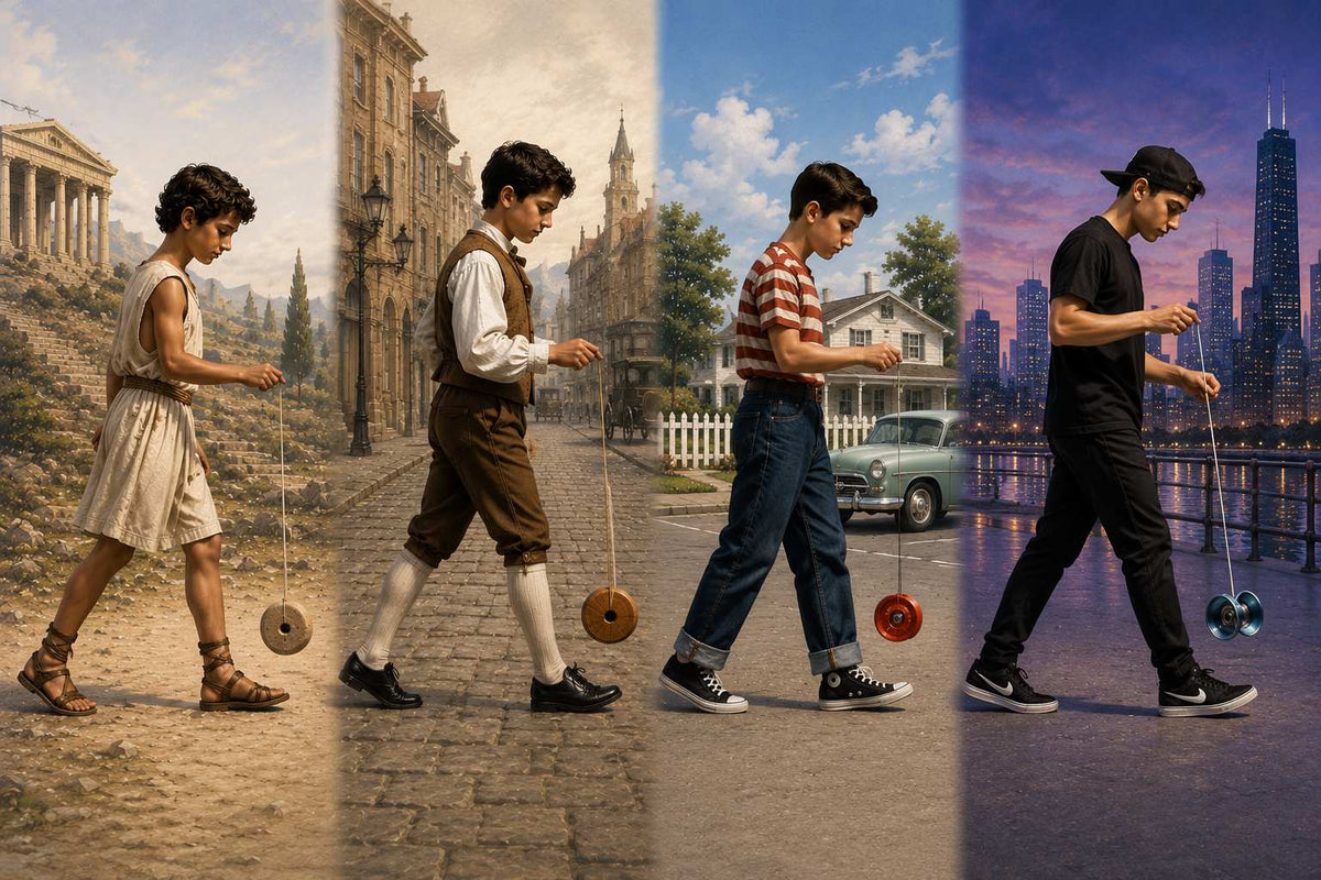 Evolution of the yo-yo from ancient toy designs to modern world championship competition yo-yos
